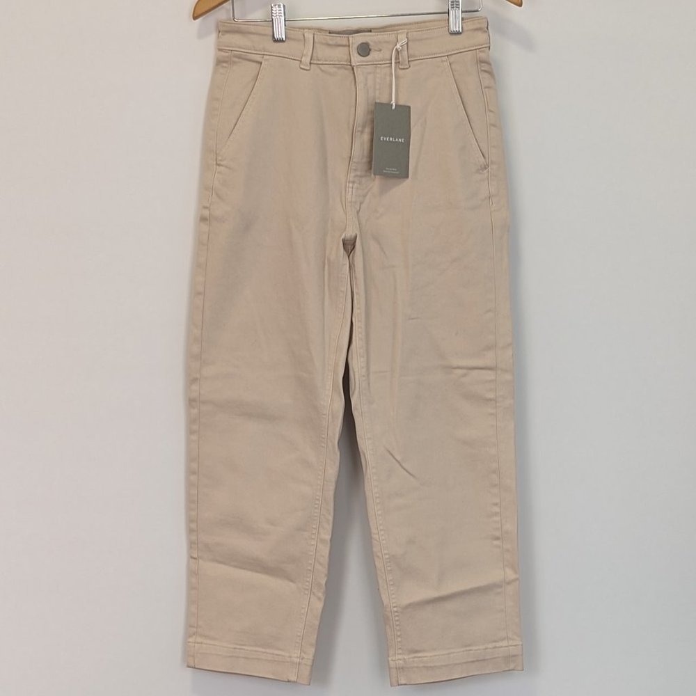 NWT Everlane The Straight Leg Crop Pants High Rise In Sandstone Size 8